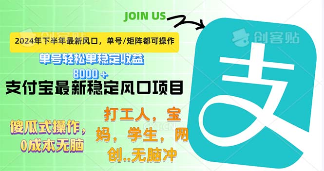 （12563期）下半年最新风口项目，支付宝最稳定玩法，0成本无脑操作，最快当天提现…-创博项目库