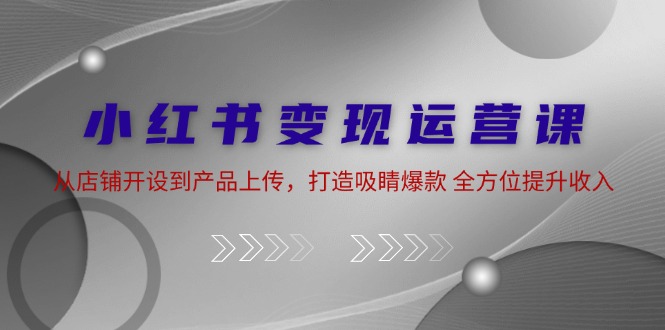 （12520期）小红书变现运营课：从店铺开设到产品上传，打造吸睛爆款 全方位提升收入-创博项目库