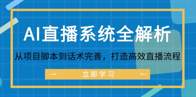 （12509期）AI直播系统全解析：从项目脚本到话术完善，打造高效直播流程-创博项目库