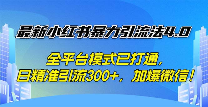 （12505期）最新小红书暴力引流法4.0， 全平台模式已打通，日精准引流300+，加爆微…-创博项目库