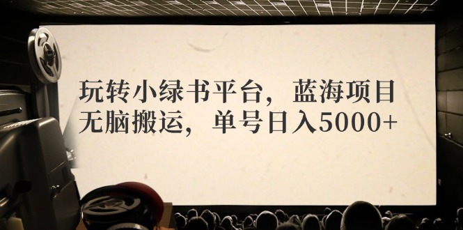 （12366期）玩转小绿书平台，蓝海项目，无脑搬运，单号日入5000+-创博项目库