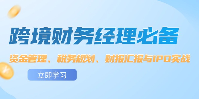 （12323期）跨境 财务经理必备：资金管理、税务规划、财报汇报与IPO实战-创博项目库