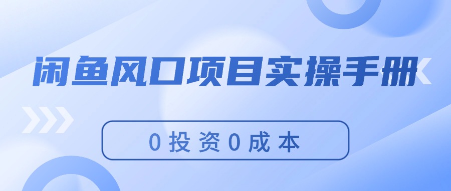 （11923期）闲鱼风口项目实操手册，0投资0成本，让你做到，月入过万，新手可做-创博项目库