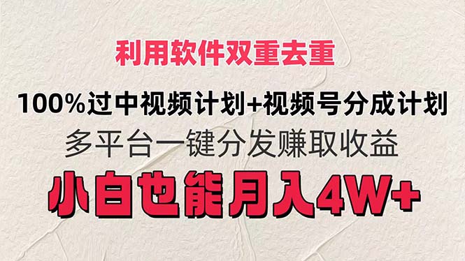 （11862期）利用软件双重去重，100%过中视频+视频号分成计划小白也可以月入4W+-创博项目库