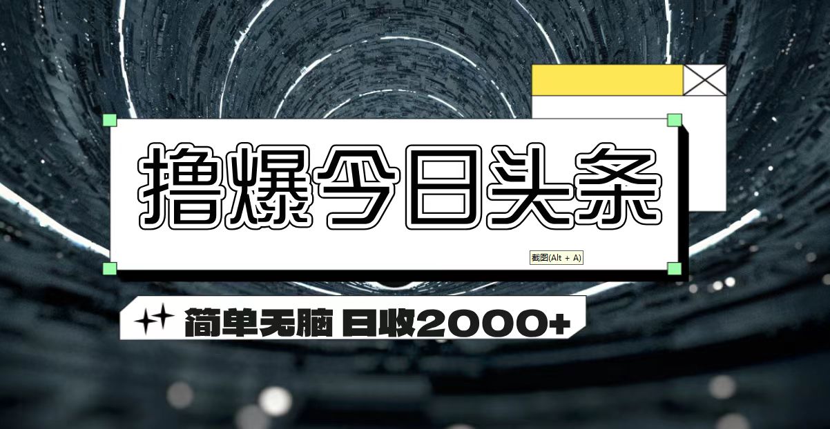 （11665期）撸爆今日头条 简单无脑操作 日收2000+-创博项目库