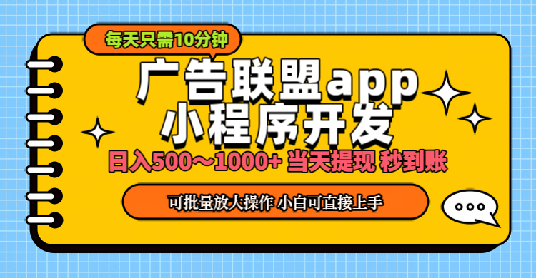 （11645期）小程序开发 广告赚钱 日入500~1000+ 小白轻松上手！-创博项目库