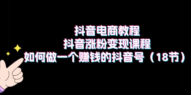 （11436期）抖音电商教程：抖音涨粉变现课程：如何做一个赚钱的抖音号（18节）-创博项目库