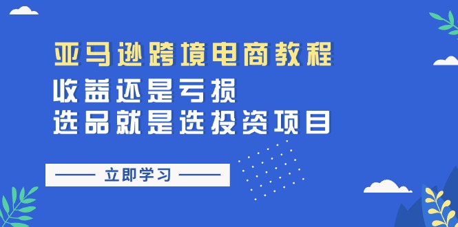 （11432期）亚马逊跨境电商教程：收益还是亏损！选品就是选投资项目-创博项目库