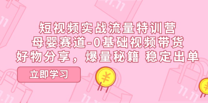 （11373期）短视频实战流量特训营，母婴赛道-0基础带货，好物分享，爆量秘籍 稳定出单-创博项目库