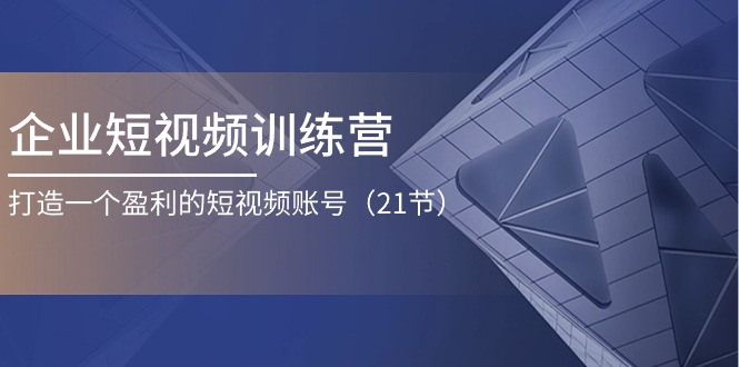 （11278期）企业短视频训练营：打造一个盈利的短视频账号（21节）-创博项目库