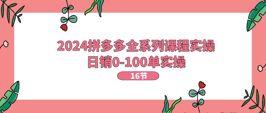 图片[1]-（11222期）2024拼多多全系列课程实操，日销0-100单实操【16节课】-创博项目库