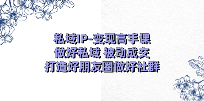 （11209期）私域IP-变现高手课：做好私域 被动成交，打造好朋友圈做好社群（18节）-创博项目库