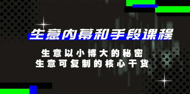 （11085期）生意 内幕和手段课程，生意以小博大的秘密，生意可复制的核心干货-20节-创博项目库