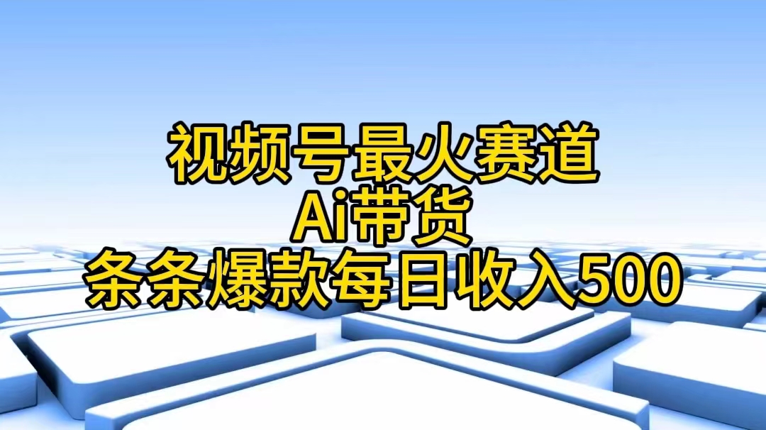 （11038期）视频号最火赛道——Ai带货条条爆款每日收入500-创博项目库