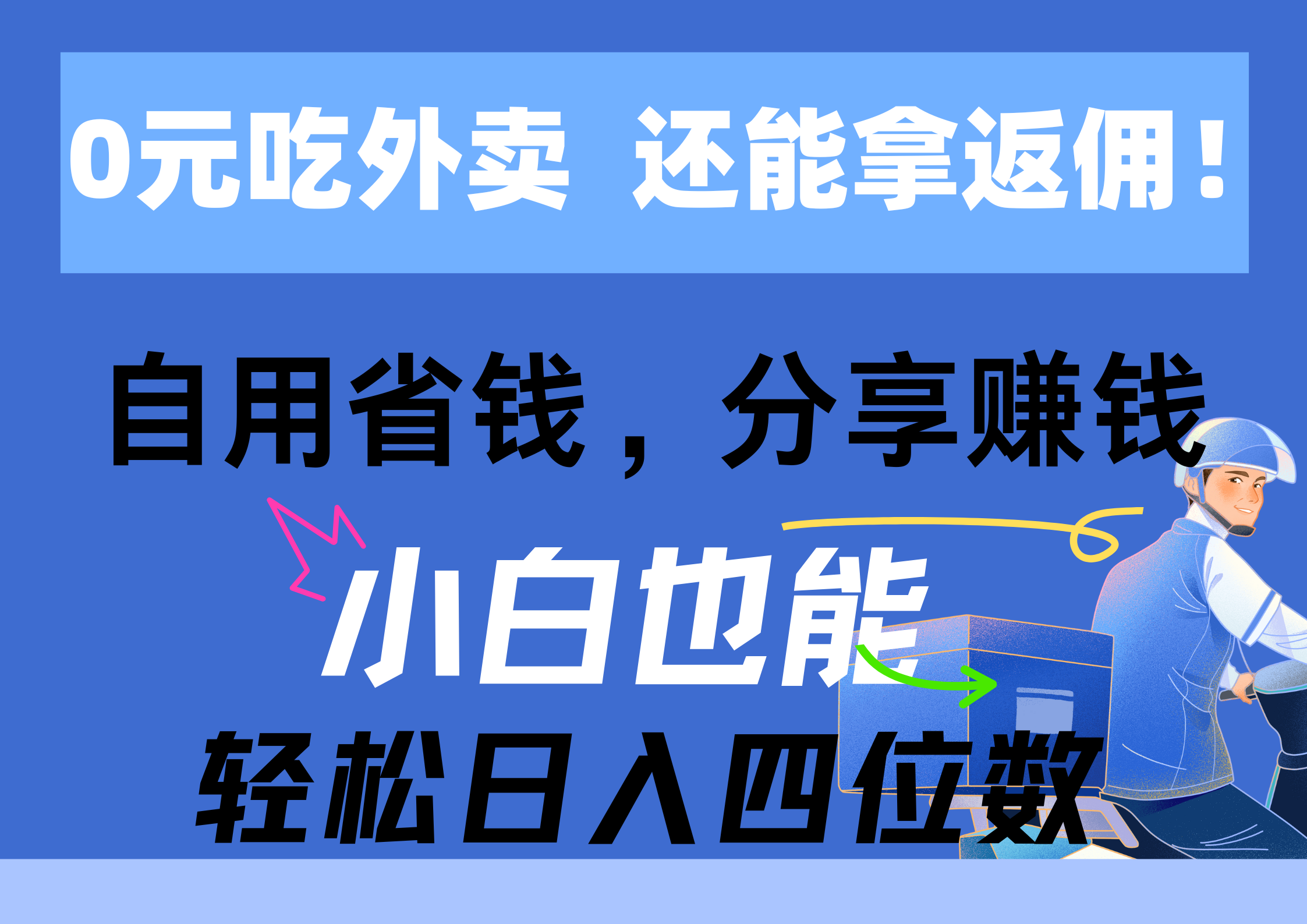 （11037期）0元吃外卖， 还拿高返佣！自用省钱，分享赚钱，小白也能轻松日入四位数-创博项目库