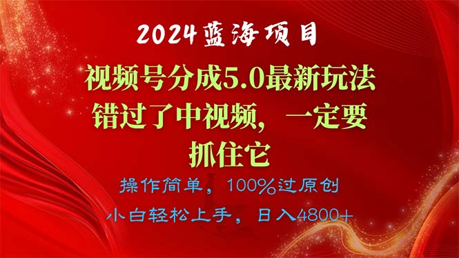 图片[1]-（11032期）2024蓝海项目，视频号分成计划5.0最新玩法，错过了中视频，一定要抓住…-创博项目库