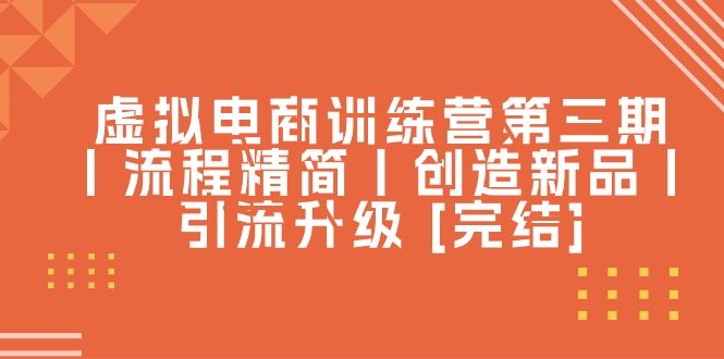 （10960期）虚拟电商训练营第三期丨流程精简丨创造新品丨引流升级 [完结]-创博项目库