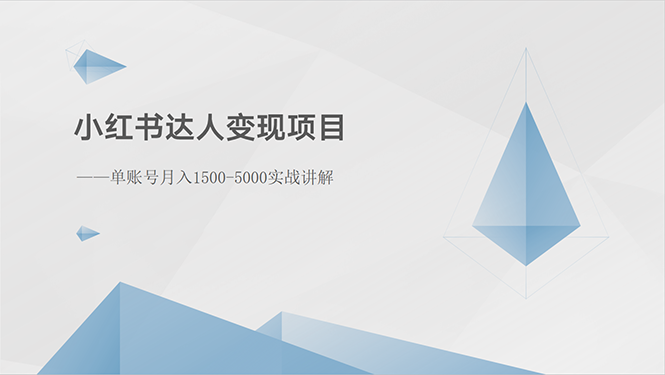 （10720期）小红书达人变现项目：单账号月入1500-3000实战讲解-创博项目库