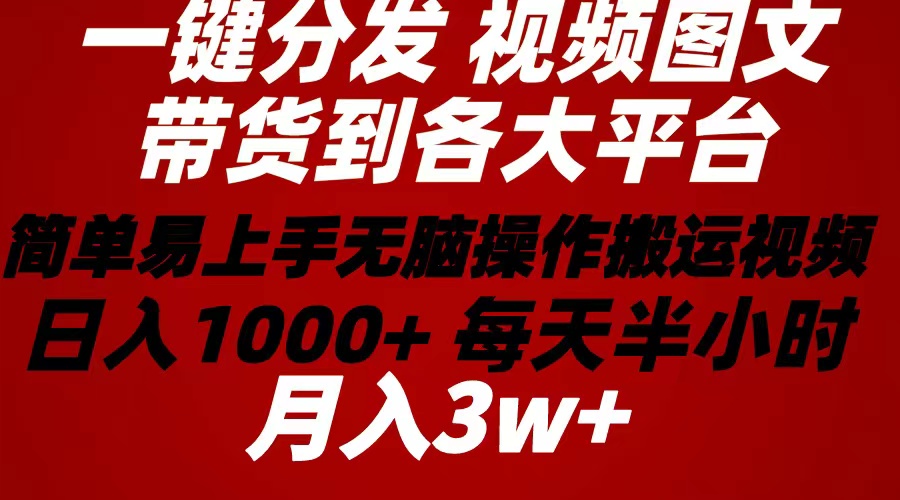 （10667期）2024年 一键分发带货图文视频  简单易上手 无脑赚收益 每天半小时日入1…-创博项目库