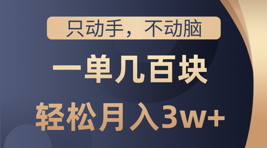 （10561期）只动手不动脑，一单几百块，轻松月入3w+，看完就能直接操作，详细教程-创博项目库