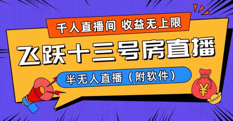 （8711期）爆火飞跃十三号房半无人直播，一场直播上千人，日入过万！（附软件）-创博项目库