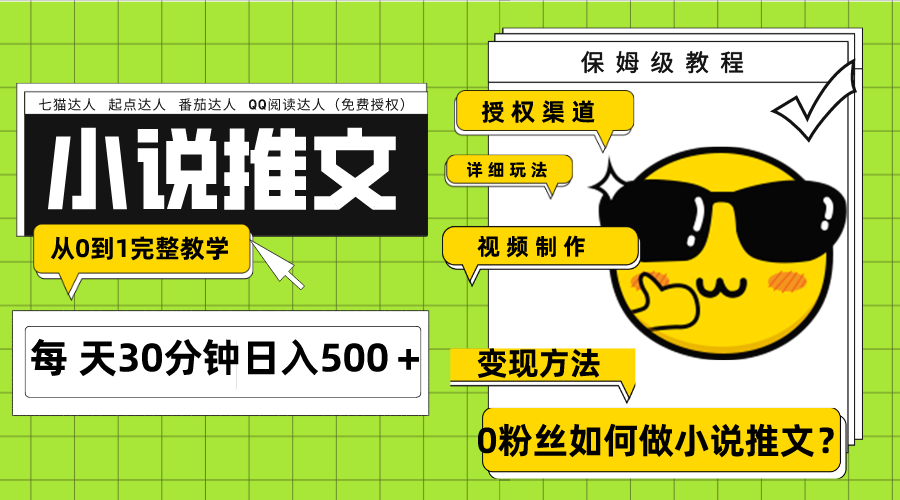 （7912期）Ai小说推文每天20分钟日入500＋授权渠道 引流变现 从0到1完整教学（7节课）-创博项目库