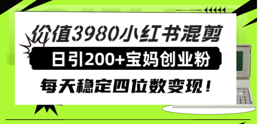 （7893期）价值3980小红书混剪日引200+宝妈创业粉，每天稳定四位数变现！-创博项目库