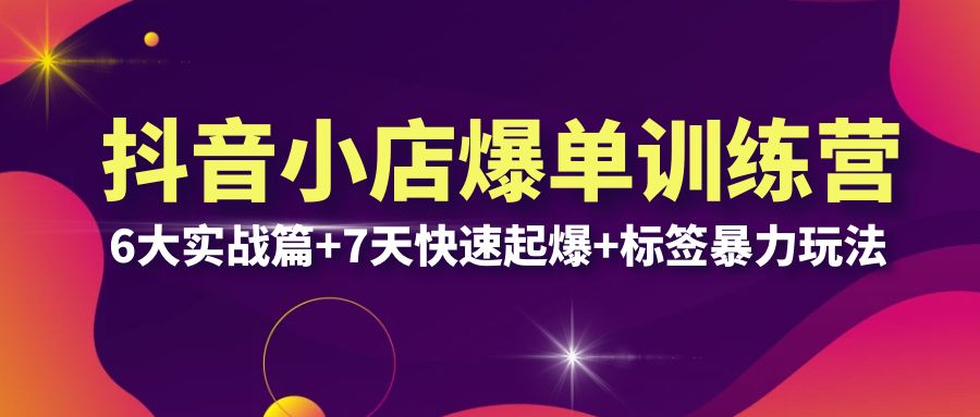 （6348期）抖音小店爆单训练营VIP线下课：6大实战篇+7天快速起爆+标签暴力玩法(32节)-创博项目库