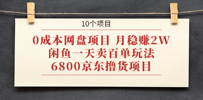 （1928期）0成本网盘项目 月稳赚2W+闲鱼一天卖百单玩法+6800京东撸货项目 (10个项目)-创博项目库