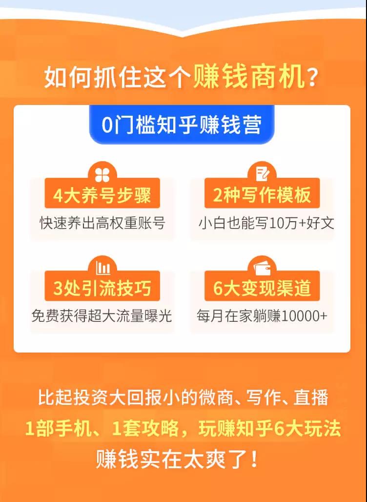 图片[5]-（1517期）知乎赚钱实战营，0门槛，每天1小时 在家每月躺赚10W+（完整版19节视频课）-创博项目库