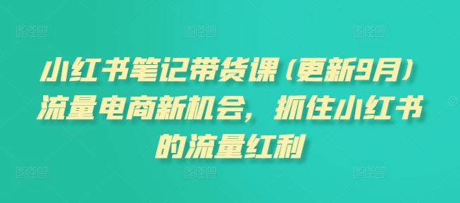 小红书笔记带货课(更新9月)流量电商新机会，抓住小红书的流量红利-创博项目库