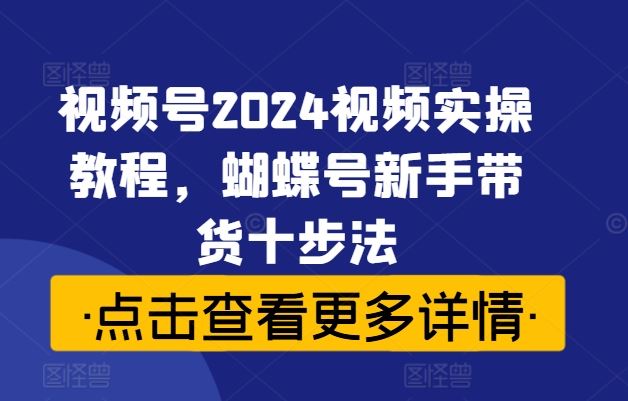 视频号2024视频实操教程，蝴蝶号新手带货十步法-创博项目库