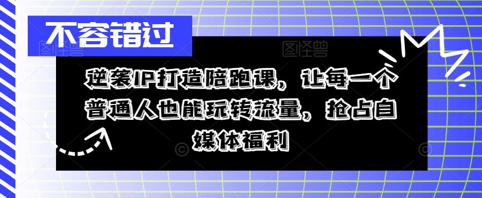 逆袭IP打造陪跑课，让每一个普通人也能玩转流量，抢占自媒体福利-创博项目库