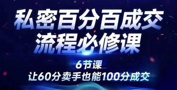 私密百分百成交流程线上训练营，绝对成交，让60分卖手也能100分成交-创博项目库