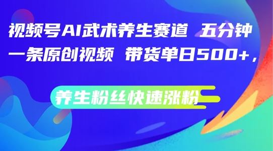 视频号AI武术养生赛道，五分钟一条原创视频，带货单日几张，养生粉丝快速涨粉【揭秘】-创博项目库