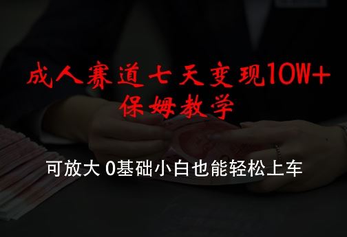 成人赛道七天变现10W+保姆教学，可放大，0基础小白也能轻松上车【揭秘】-创博项目库