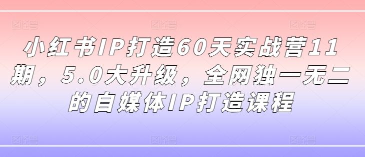 小红书IP打造60天实战营11期，5.0大升级，全网独一无二的自媒体IP打造课程-创博项目库