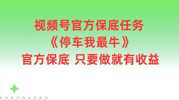 视频号官方保底任务，停车我最牛，官方保底只要做就有收益【揭秘】-创博项目库