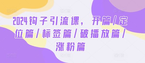 2024钩子引流课，开篇/定位篇/标签篇/破播放篇/涨粉篇-创博项目库