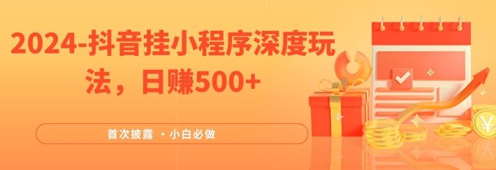 2024全网首次披露，抖音挂小程序深度玩法，日赚500+，简单、稳定，带渠道收入，小白必做【揭秘】