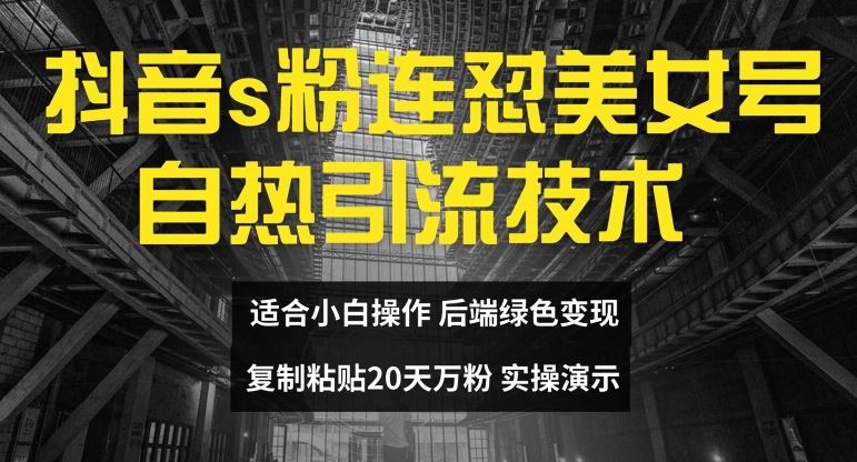 抖音s粉连怼美女号自热引流技术复制粘贴，20天万粉账号，无需实名制，矩阵操作【揭秘】-创博项目库