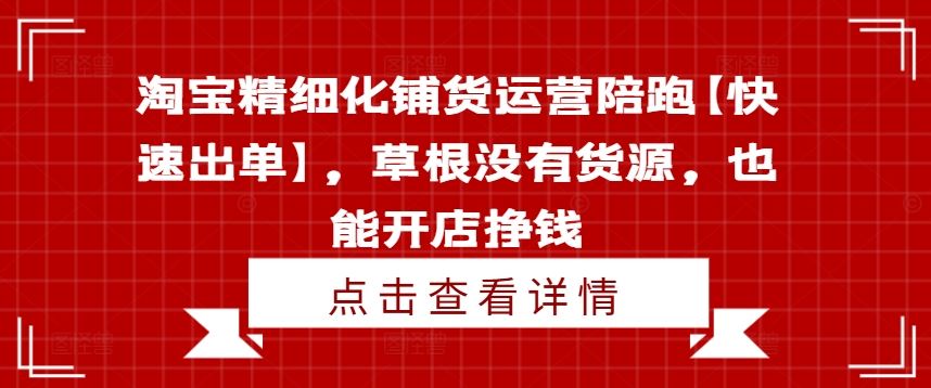 淘宝精细化铺货运营陪跑【快速出单】，草根没有货源，也能开店挣钱-创博项目库