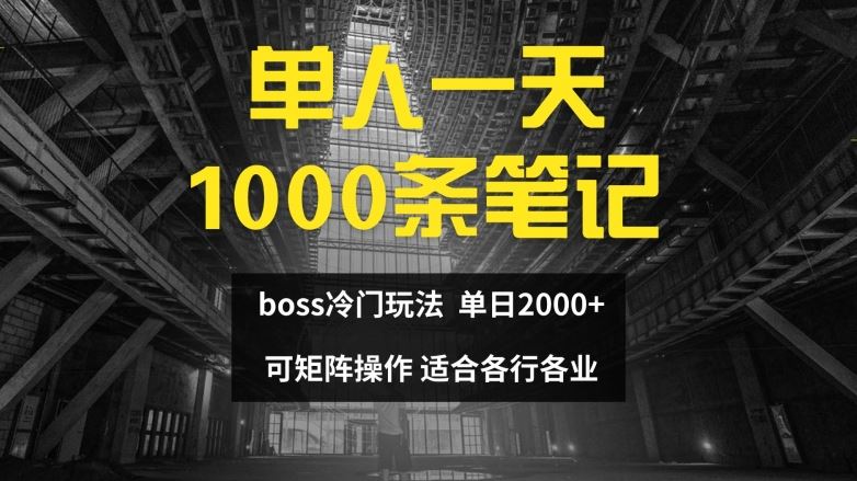 单人一天1000条笔记，日入2000+，BOSS直聘的正确玩法【揭秘】-创博项目库