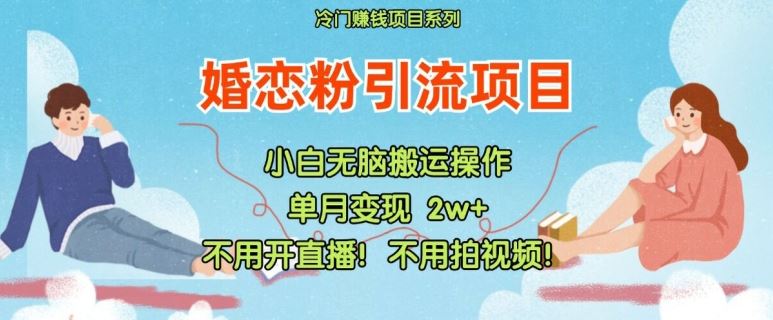 小红书婚恋粉引流，不用开直播，不用拍视频，不用做交付【揭秘】-创博项目库