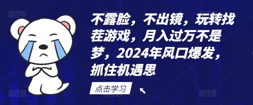 不露脸，不出镜，玩转找茬游戏，月入过万不是梦，2024年风口爆发，抓住机遇【揭秘】-创博项目库