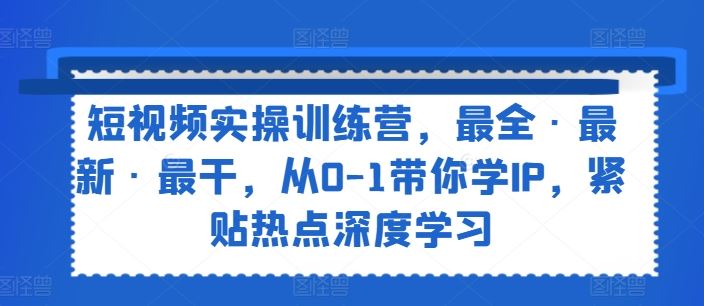 短视频实操训练营，最全·最新·最干，从0-1带你学IP，紧贴热点深度学习-创博项目库