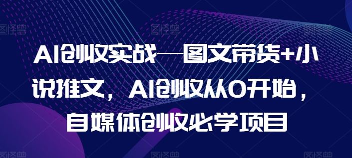 AI创收实战—图文带货+小说推文，AI创收从0开始，自媒体创收必学项目-创博项目库