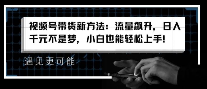 视频号带货新方法：流量飙升，日入千元不是梦，小白也能轻松上手【揭秘】-创博项目库