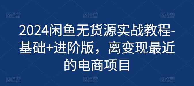 2024闲鱼无货源实战教程-基础+进阶版，离变现最近的电商项目-创博项目库