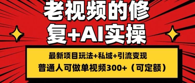 修复老视频的玩法，搬砖+引流的变现(可持久)，单条收益300+【揭秘】-创博项目库